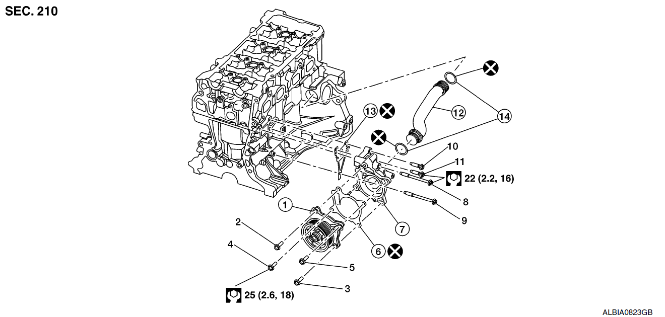 замена помпы teana l33